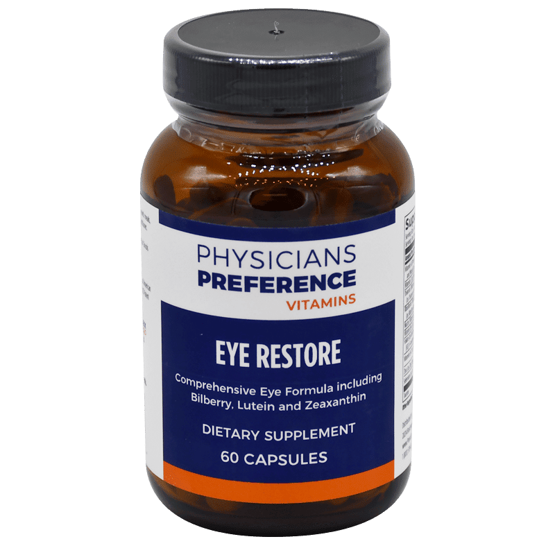 A bottle of eye restore supplement.