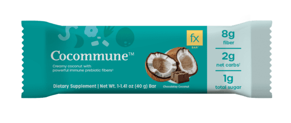A bar of chocolate with coconut on top.