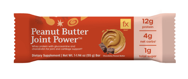 A bar of peanut butter and chocolate is shown.