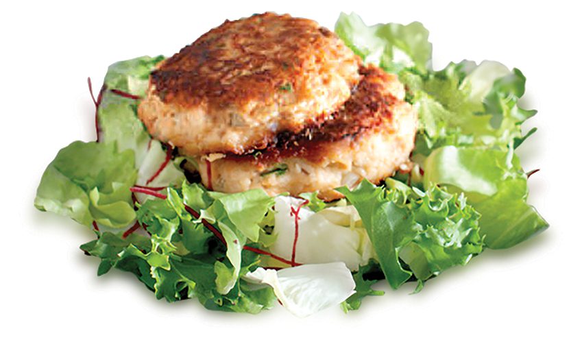 Salmon Patties on lettuce