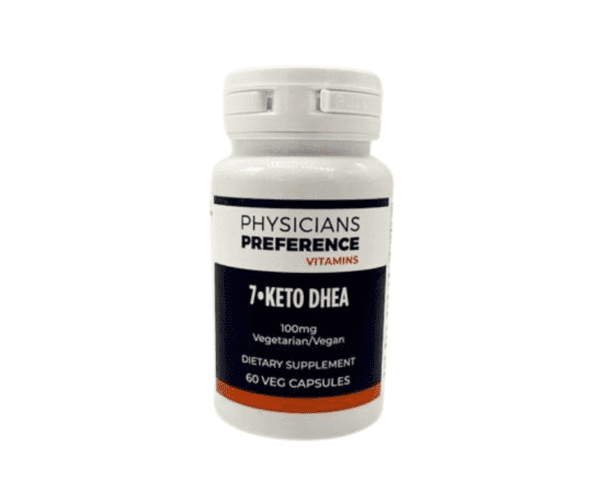 A bottle of 2-keto dhea supplement.