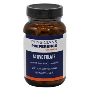 A bottle of active folate capsules