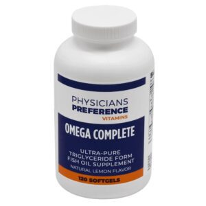 A bottle of physician 's preference omega complete