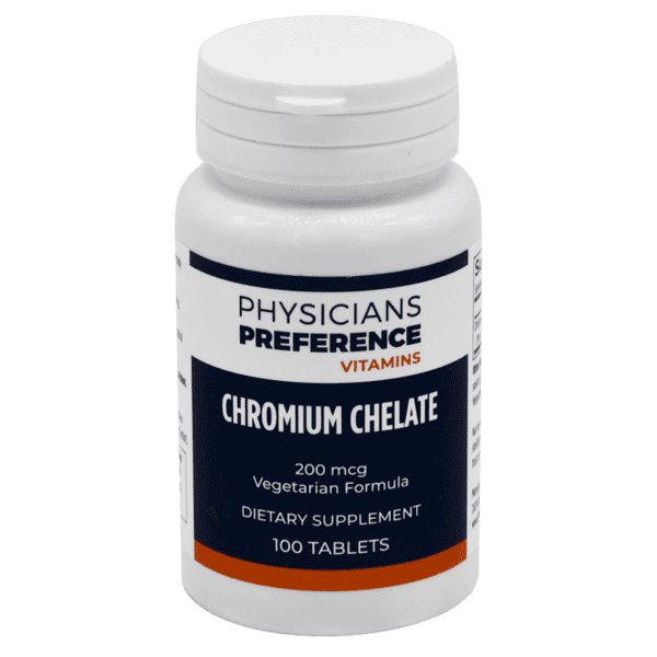 A bottle of chromium chelate tablets