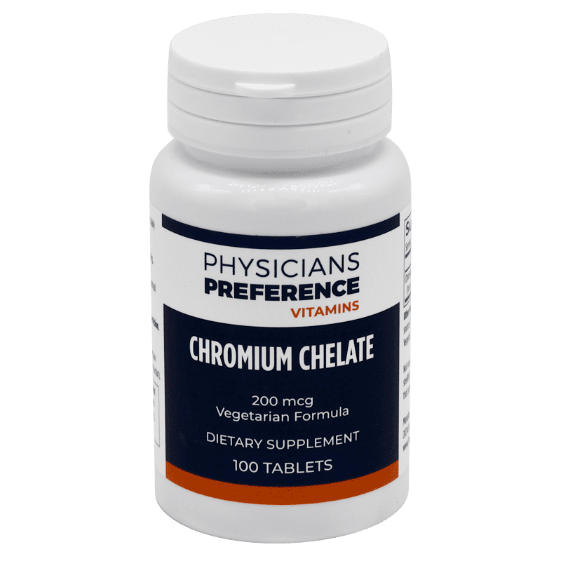 A bottle of chromium chelate tablets