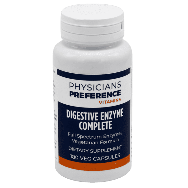 A bottle of digestive enzyme complete