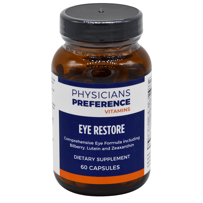 A bottle of eye restore supplement.