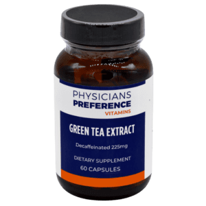 A bottle of green tea extract capsules.