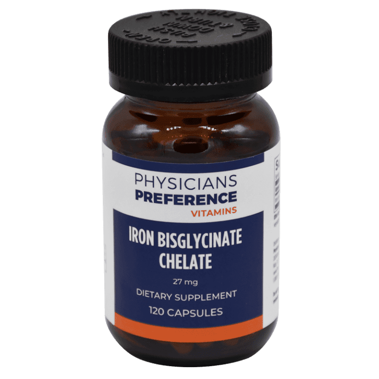 Iron Bisglycinate Chelate 27 mg 120 Capsules Physicians Preference