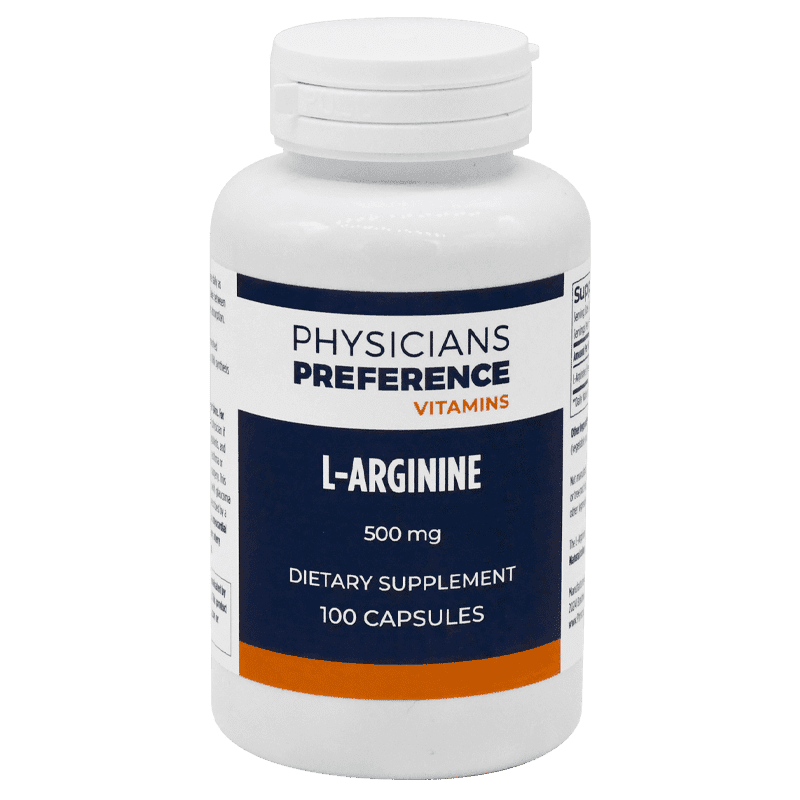 A bottle of l-arginine supplement.