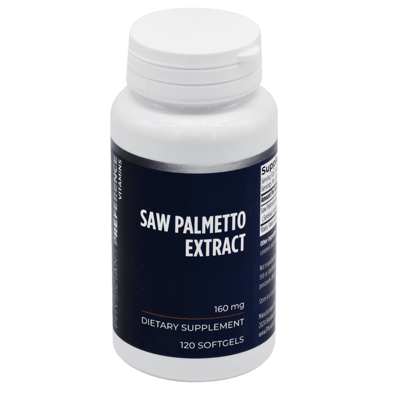 A bottle of saw palmetto extract