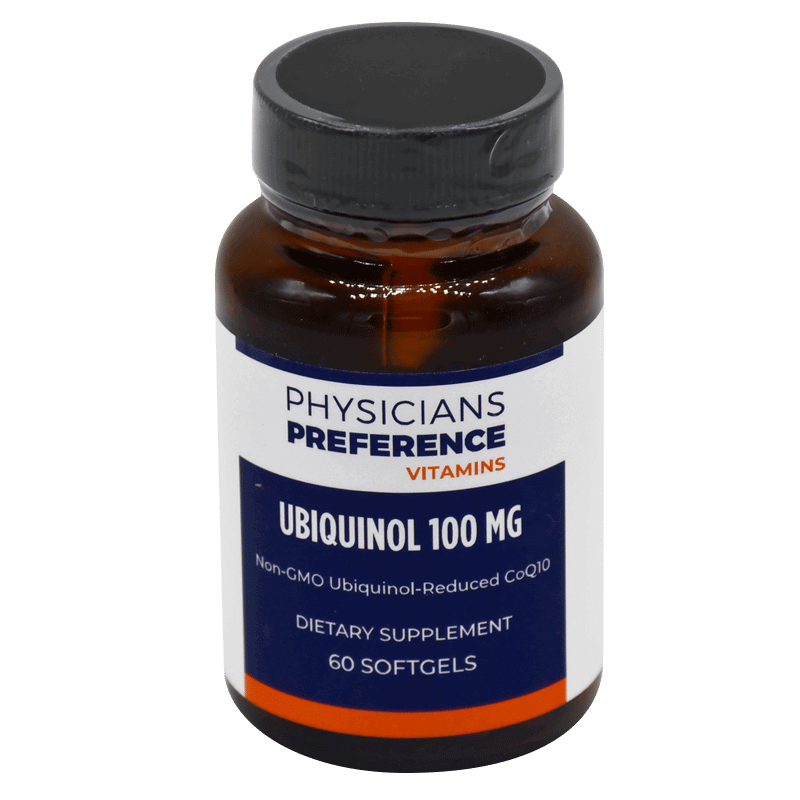 A bottle of vitamin supplement usiquinol 1 0 0 mg.