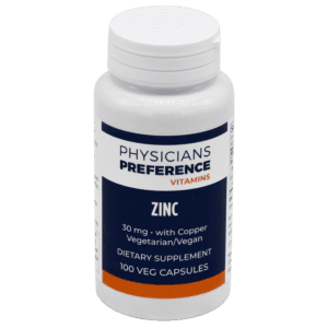 A bottle of zinc capsules for the treatment of chronic fatigue.