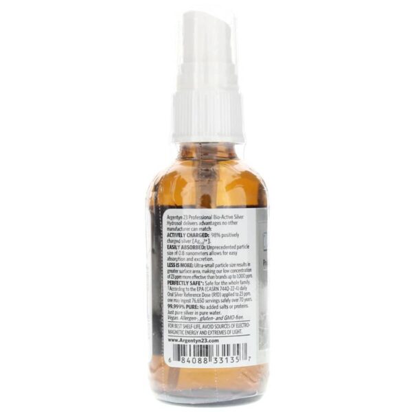 A bottle of serum with white label on it.