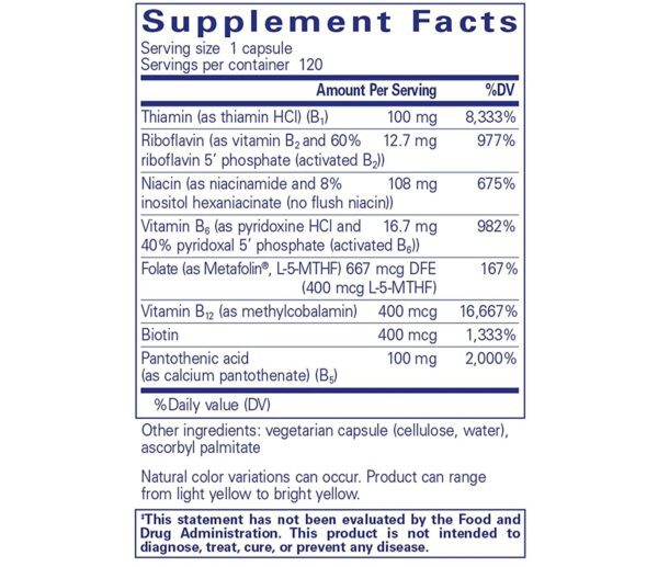 A supplement facts sheet for vitamin b 1 2.