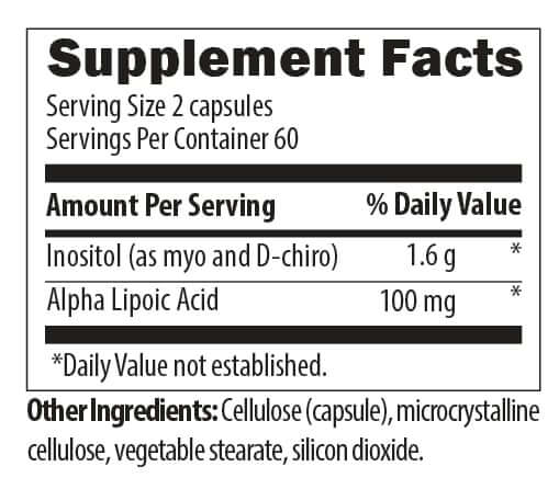 Supplement facts for supplement : alpha lipoic acid.