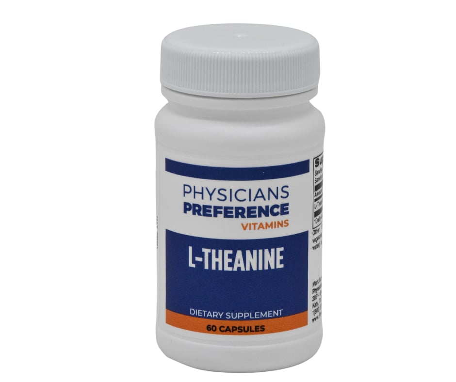 A bottle of l-theanine supplement