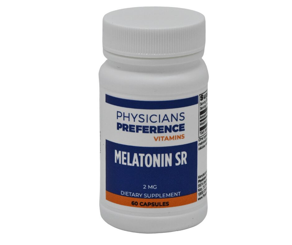 A bottle of melatonin sr supplement