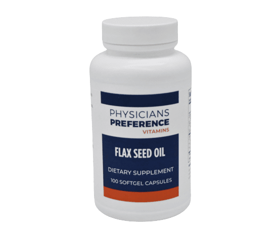 A bottle of flax seed oil.