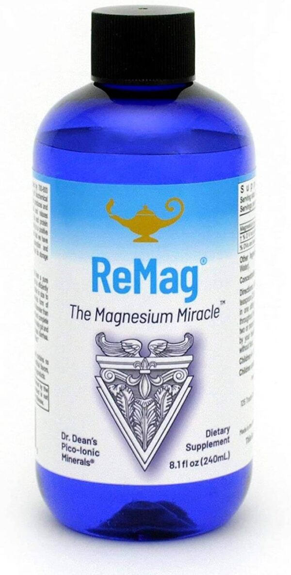A bottle of remag is shown.