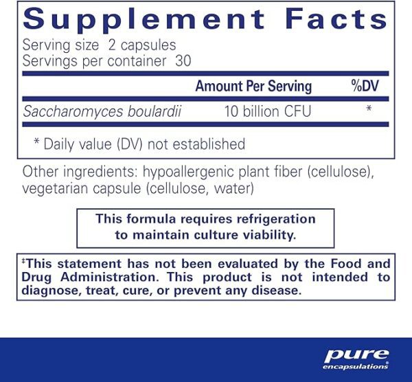 A label for pure encapsulations, including the supplement facts.
