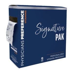 A box of vitamin packs for physicians preference signature pak.