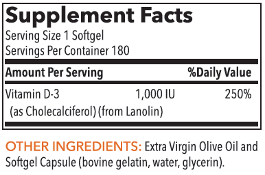 A supplement label for an olive oil product.