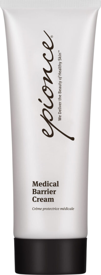 A white tube of lotion with the words " epices medical grade lotion ".