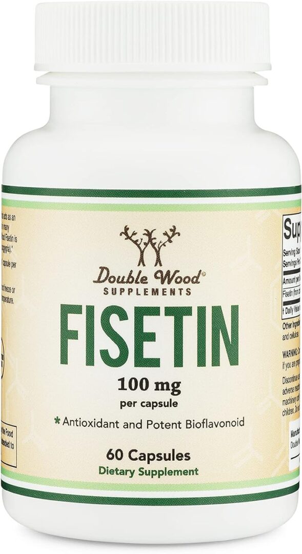 A bottle of fisetin is shown.