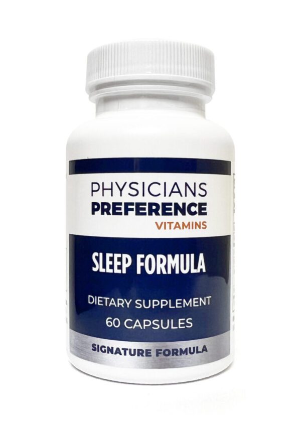 A bottle of sleep formula supplement.