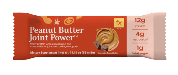 A bar of peanut butter and chocolate is shown.