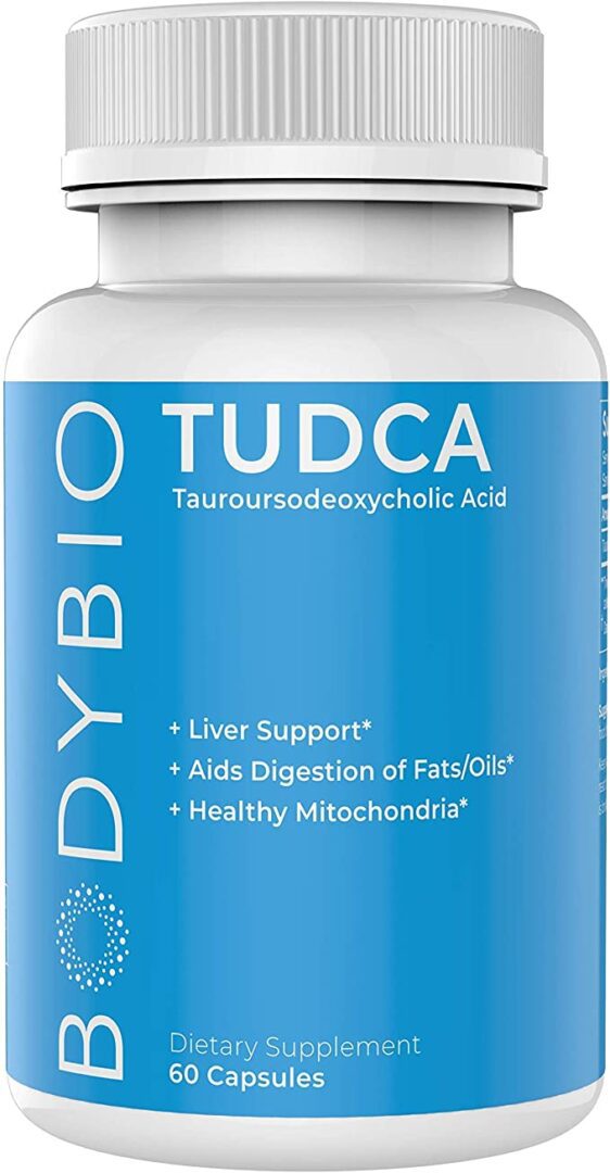 A bottle of tudca is shown.