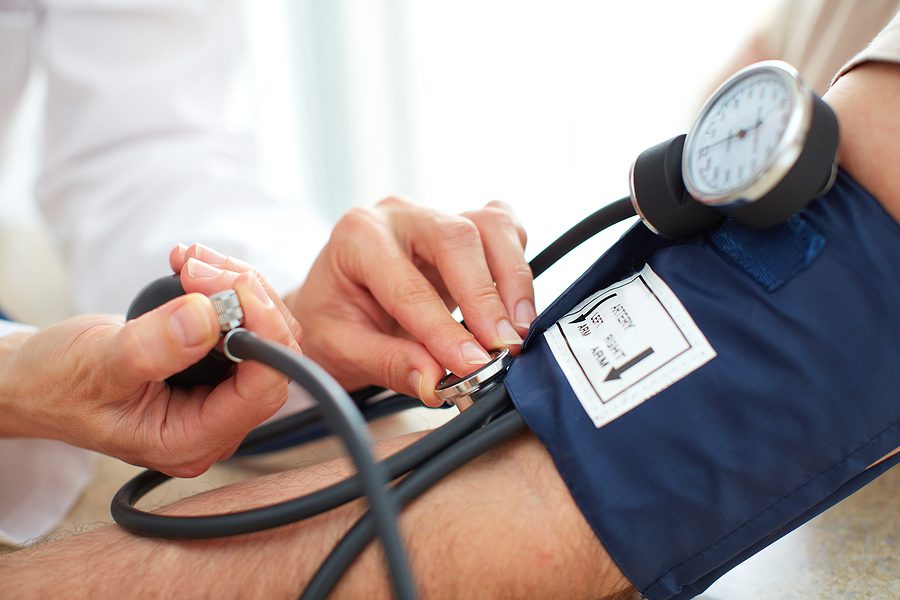 talking blood pressure on arm