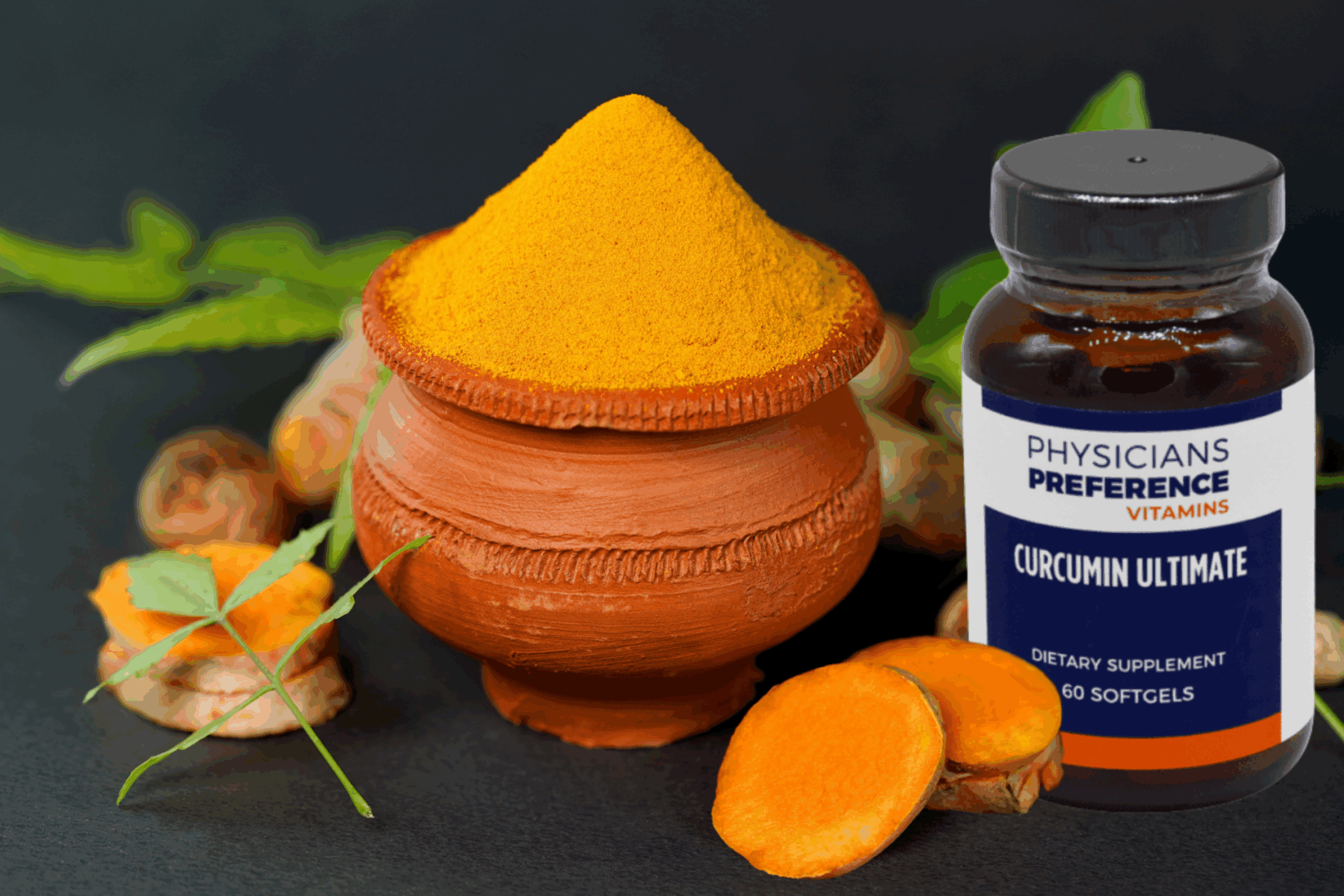 Curcumin Ultimate with turmeric and ground turmeric.
