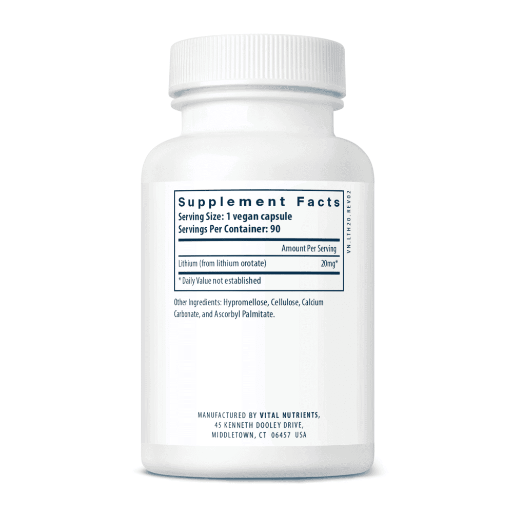 Lithium Orotate 20 mg 90 Capsules