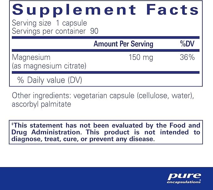 Magnesium Citrate 150 mg 90 Capsules