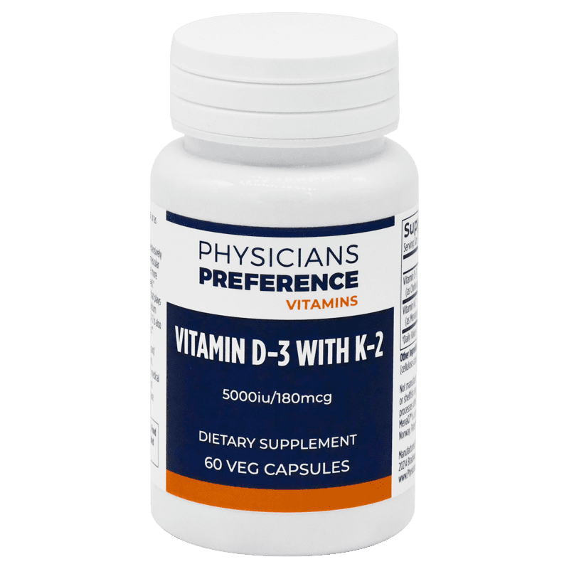 Vitamin D3 with K2 5000 iu/ 180 mcg 60 Capsules