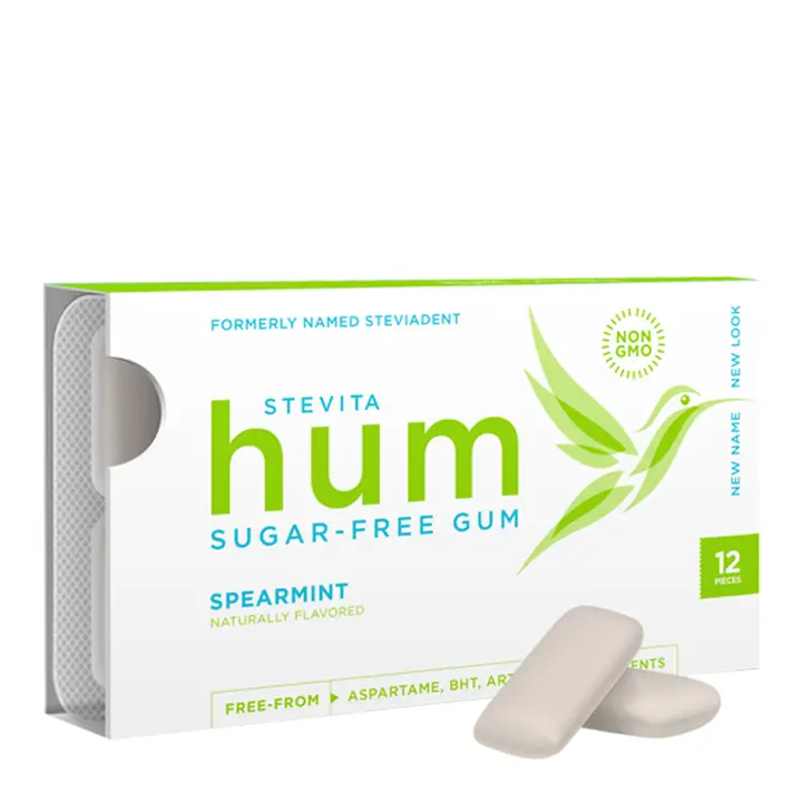 Hum Sugar-Free Gum - Natural Spearmint Flavor - 12 Pieces - Front