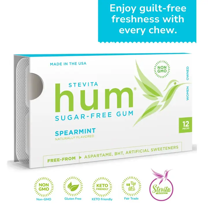 Hum Sugar-Free Gum - Natural Spearmint Flavor - 12 Pieces