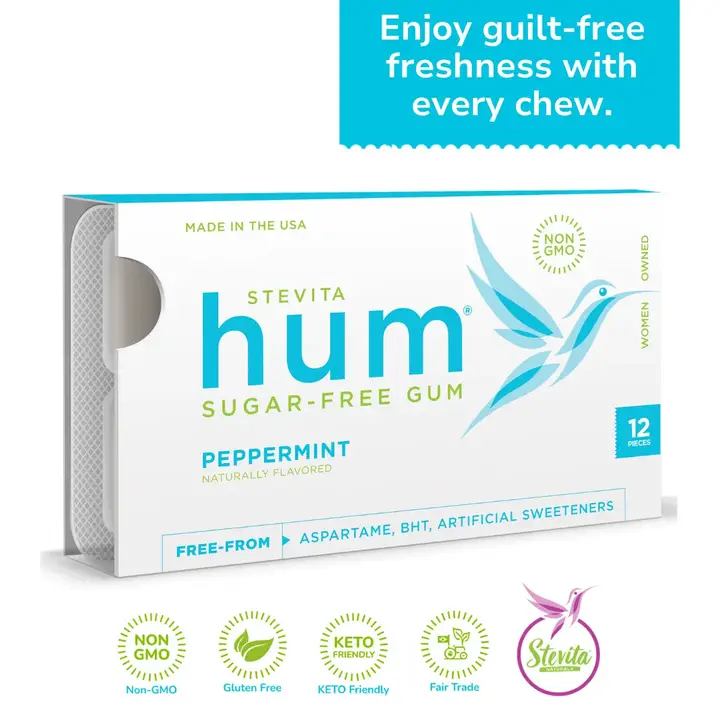 Hum Sugar-Free Gum - Natural Peppermint Flavor - 12 Pieces