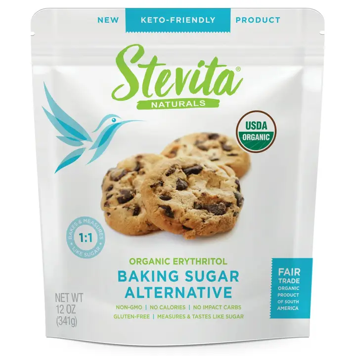 Organic Erythritol Sweetener 12oz - Baking Sugar Alternative - Front