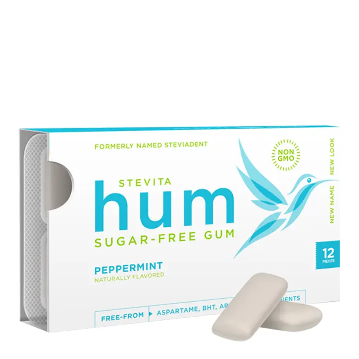 Hum Sugar-Free Gum - Natural Peppermint Flavor - 12 Pieces - Front