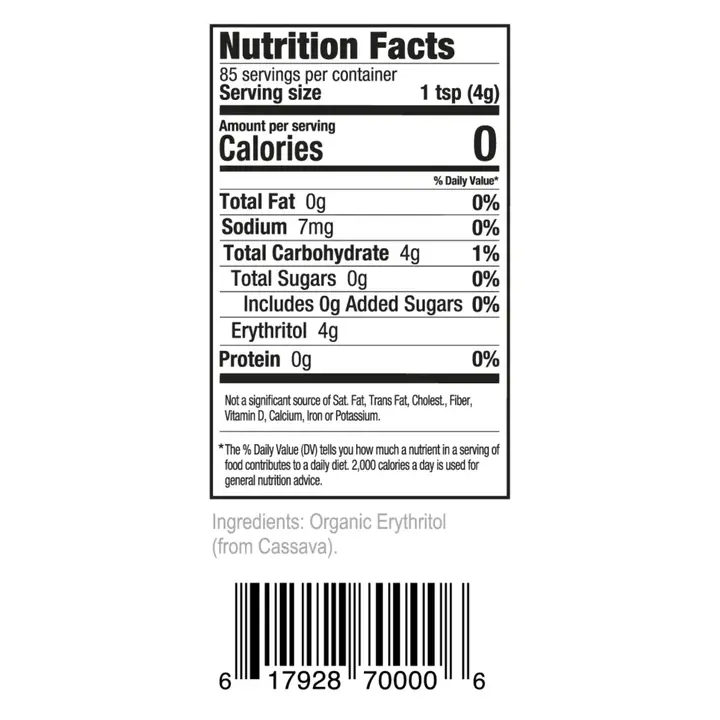 Organic Erythritol Sweetener 12oz - Baking Sugar Alternative