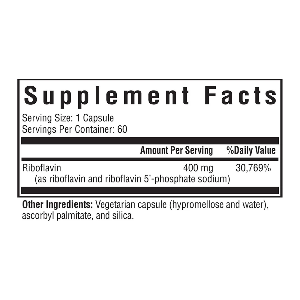 Riboflavin 400mg 60 Capsules