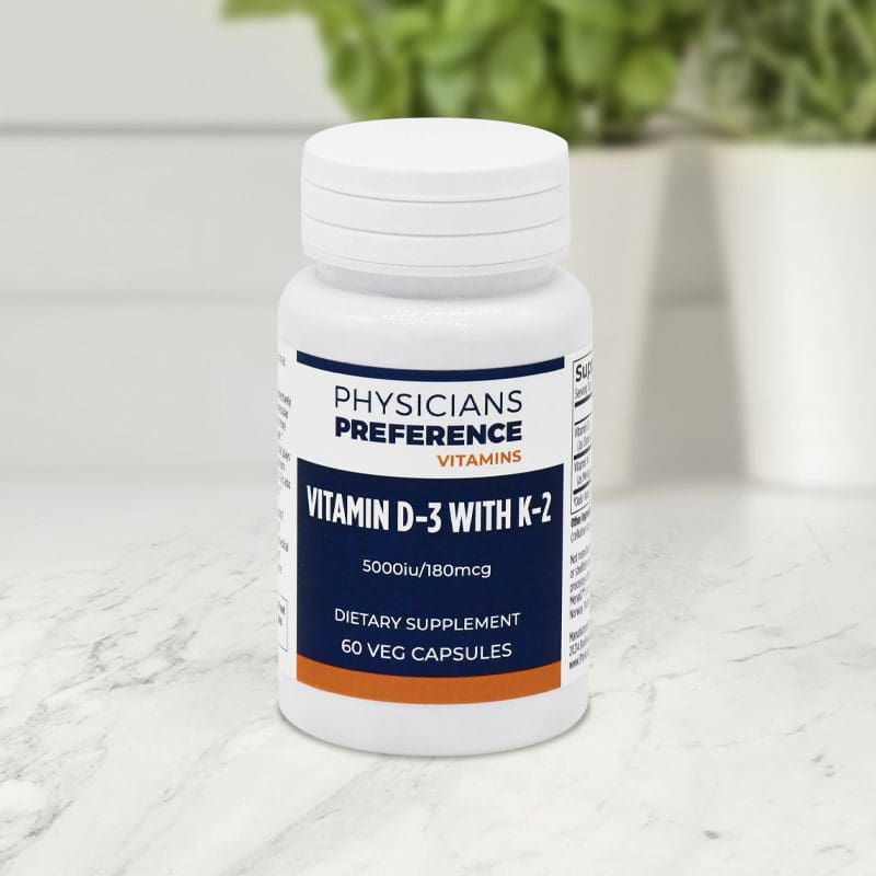 Vitamin D3 with K2 5000 iu/ 180 mcg 60 Capsules - Front