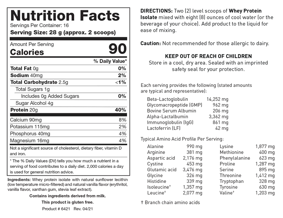 Whey Protein Isolate - Vanilla 454 g