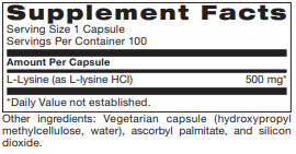 L-Lysine 500 mg 100 Capsules