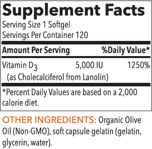 Vitamin D3 5,000 iu 120 Softgels