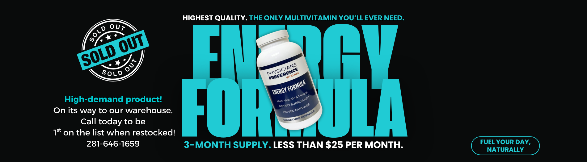 Energy Formula, highest quality, 3-month supply