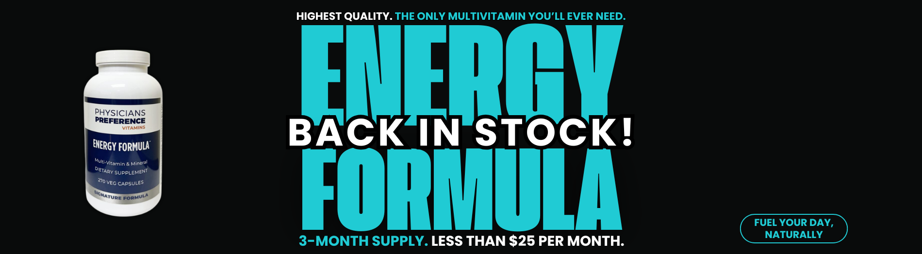Energy Formula back in stock banner